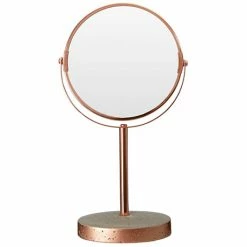 Neptune Round Swivel Bathroom Mirror - Concrete & Copper