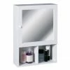 White Wood Wall Cabinet with 2 Compartments and Mirrored Door - 2401408 -Bathroom Mirrors Shop 2401408 n p