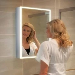 HIB Qubic 60 LED Aluminium Mirror Cabinet - 46500 -Bathroom Mirrors Shop 46400 D3 460