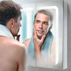 HIB Stratus 60 LED Demisting Aluminium Mirror Cabinet - 46900 -Bathroom Mirrors Shop 46900 D2 460