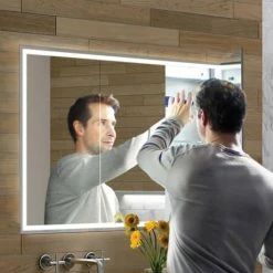 HIB Vanquish 120 Recessed LED Aluminium Mirror Cabinet - 47900 -Bathroom Mirrors Shop 47900 D1 460