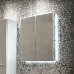 HIB Ether 60 LED Illuminated Aluminium Mirror Cabinet - 50600 -Bathroom Mirrors Shop 50600 D1 460
