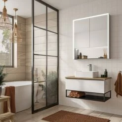 HIB Verve 80 LED Illuminated Mirror Cabinet - 52900 -Bathroom Mirrors Shop 52900 D1 460