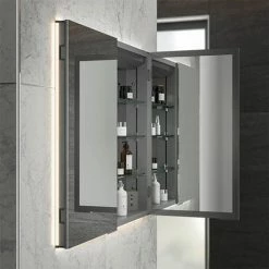 HIB Atrium 60 Semi-Recessed LED Aluminium Mirror Cabinet - 53100 -Bathroom Mirrors Shop 53000 D1 460 1