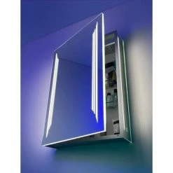 HIB Dimension 50 Bluetooth LED Illuminated Aluminium Mirror Cabinet - 54500 -Bathroom Mirrors Shop 54500 D4 460