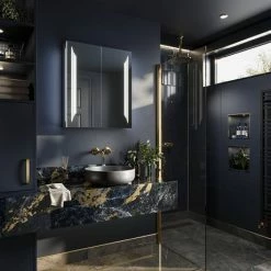 HIB Dimension 60 Bluetooth LED Illuminated Aluminium Mirror Cabinet - 54600 -Bathroom Mirrors Shop 54600 D2 460