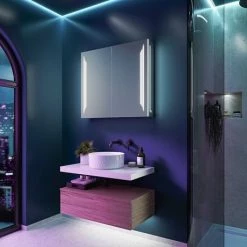 HIB Dimension 80 Bluetooth LED Illuminated Aluminium Mirror Cabinet - 54700 -Bathroom Mirrors Shop 54700 D1 460