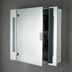 Searchlight Illuminated Bathroom Mirror Cabinet with Shaver Socket - 6560 -Bathroom Mirrors Shop 6560 D2 460