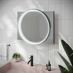 HIB Solas 50 LED Illuminated Mirror (Matt Black Frame) - 79520500 -Bathroom Mirrors Shop 79520500 d2 460
