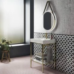 HIB Solstice Brushed Brass 60 Round LED Illuminated Mirror - 79520750 -Bathroom Mirrors Shop 79520750 d3 460