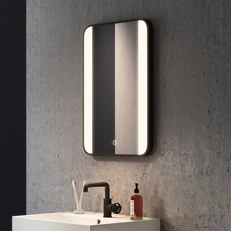 AZ0227MB_n_prod1.jpg Arezzo Matt Black 500 x 700mm Rectangular LED Illuminated Anti-Fog Bathroom Mirror -Bathroom Mirrors Shop AZ0227MB n prod1