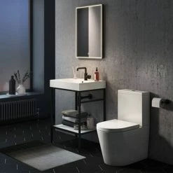 Arezzo Matt Black 520 x 720mm Rectangular LED Illuminated Anti-Fog Bathroom Mirror -Bathroom Mirrors Shop AZ113MB d3 460