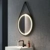 Arezzo Matt Black 600mm Round LED Illuminated Anti-Fog Bathroom Mirror