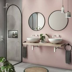 Arezzo Matt Black 600mm Round Mirror -Bathroom Mirrors Shop AZ6BRM d4 460