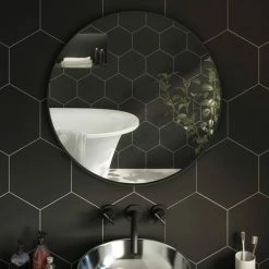 Arezzo Matt Black 600mm Round Mirror -Bathroom Mirrors Shop AZ6BRM detail3 460