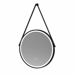 Arezzo Matt Black 600mm Round LED Illuminated Anti-Fog Bathroom Mirror -Bathroom Mirrors Shop AZ6MBM d1 460