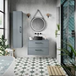 Arezzo Matt Black 600mm Round LED Illuminated Anti-Fog Bathroom Mirror -Bathroom Mirrors Shop AZ6MBM d2 460