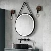 Arezzo Matt Black 600mm Round LED Illuminated Anti-Fog Bathroom Mirror