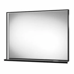 Arezzo Matt Black 800 x 600mm LED Illuminated Bathroom Mirror with QI Charger & Anti-Fog