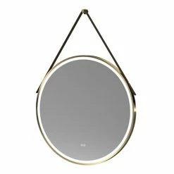Arezzo Brushed Brass 800mm Round LED Illuminated Anti-Fog Bathroom Mirror