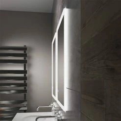 Arezzo 500 x 390mm Ultra Slim LED Illuminated Bathroom Mirror with Anti-Fog -Bathroom Mirrors Shop AZ9703MB D2 460