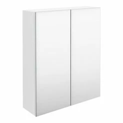 Brooklyn 600mm Gloss White Bathroom Mirror Cabinet - 2 Door