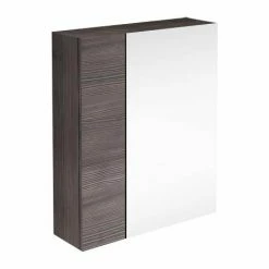 Brooklyn 600mm Bathroom Mirror & Fascia Cabinet - Grey Avola