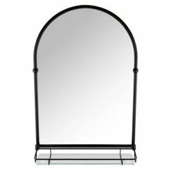 Chatsworth Traditional 700 x 490mm Arched Mirror with Glass Shelf - Matt Black -Bathroom Mirrors Shop CHTMBMS detail03 460