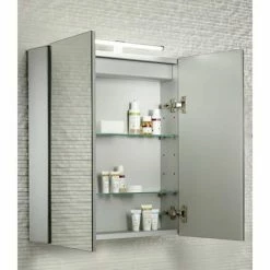 Tavistock Conduct Double Door Mirror Cabinet with LED Light -Bathroom Mirrors Shop CO60AL D1 460