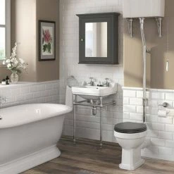 Old London Traditional Mirror Cabinet (650mm Wide - Charcoal) -Bathroom Mirrors Shop DAF604 ND1 460