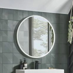Roper Rhodes Frame 600mm LED Illuminated Round Mirror - Gloss White - FR60RW -Bathroom Mirrors Shop FR60RG D1 460 1
