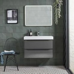 Roper Rhodes Frame 600mm LED Illuminated Rectangular Mirror - Grey - FR60SG -Bathroom Mirrors Shop FR60SW D1 460