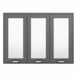 Keswick Grey 900mm Traditional Wall Hung 3 Door Mirror Cabinet -Bathroom Mirrors Shop KES GRY 3DM d3 460