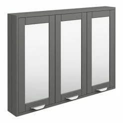 Keswick Grey 900mm Traditional Wall Hung 3 Door Mirror Cabinet