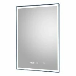 Hudson Reed Lustre LED Touch Sensor Mirror with Clock & Demister Pad - LQ088