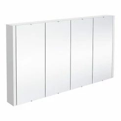 Nuie 1200 Gloss White Minimalist 4-Door Mirror Cabinet