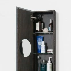1622mm Slimline Tall Mirror Cabinet Dark Oak -Bathroom Mirrors Shop M1622DO D2 460