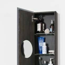 800mm Slimline Mirror Cabinet Dark Oak -Bathroom Mirrors Shop M800DO D2 460