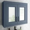Chatsworth Blue 2-Door Mirror Cabinet - 690mm Wide with Matt Black Handles -Bathroom Mirrors Shop MCABBLUMB n p