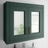 Chatsworth 690mm Green 2-Door Mirror Cabinet -Bathroom Mirrors Shop MCABGRN n p