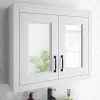 Chatsworth White 2-Door Mirror Cabinet - 690mm Wide with Matt Black Handles -Bathroom Mirrors Shop MCABWHTMB n p