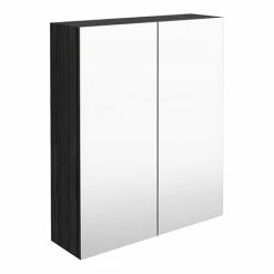 Brooklyn 600mm Black Bathroom Mirror Cabinet - 2 Door