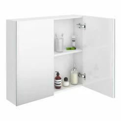 Brooklyn 800mm Gloss White Bathroom Mirror Cabinet - 2 Door -Bathroom Mirrors Shop OFF119 d4 460