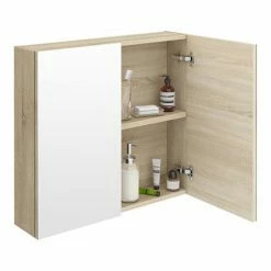 Brooklyn 800mm Natural Oak Bathroom Mirror Cabinet - 2 Door -Bathroom Mirrors Shop OFF319 d3 460