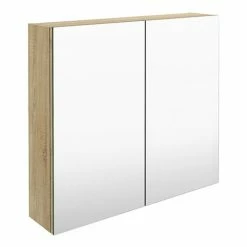 Brooklyn 800mm Natural Oak Bathroom Mirror Cabinet - 2 Door
