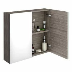 Brooklyn 800mm Grey Avola Bathroom Mirror Cabinet - 2 Door 5 Brooklyn 800mm Grey Avola Bathroom Mirror Cabinet - 2 Door -Bathroom Mirrors Shop OFF519 d4 460