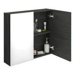 Brooklyn 800mm Hacienda Black Bathroom Mirror Cabinet - 2 Door -Bathroom Mirrors Shop OFF619 d4 460