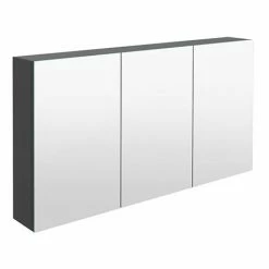 Hudson Reed 1350mm Gloss Grey 3 Door Mirror Cabinet - QUA010