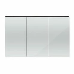 Hudson Reed 1350mm Hacienda Black 3 Door Mirror Cabinet - QUA011 -Bathroom Mirrors Shop QUA011 nd1 460