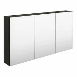 Hudson Reed 1350mm Hacienda Black 3 Door Mirror Cabinet - QUA011
